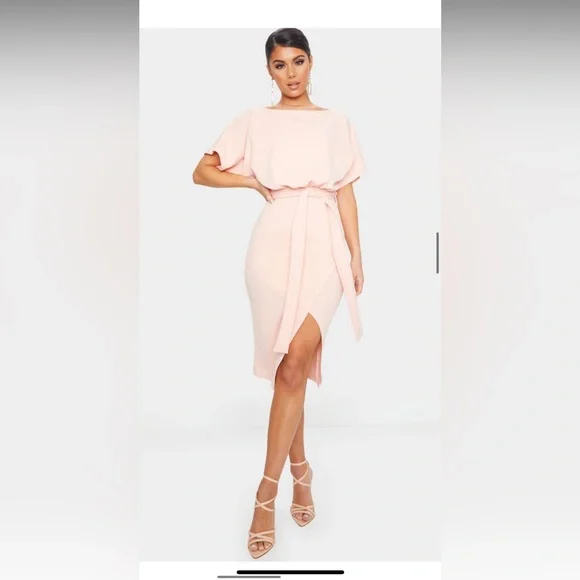 open lace back dress Pink Bandage Side Knotted Mini Dress main image 0